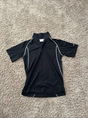 Nike Black Short-Sleeve Performance Polo with Gray Trim